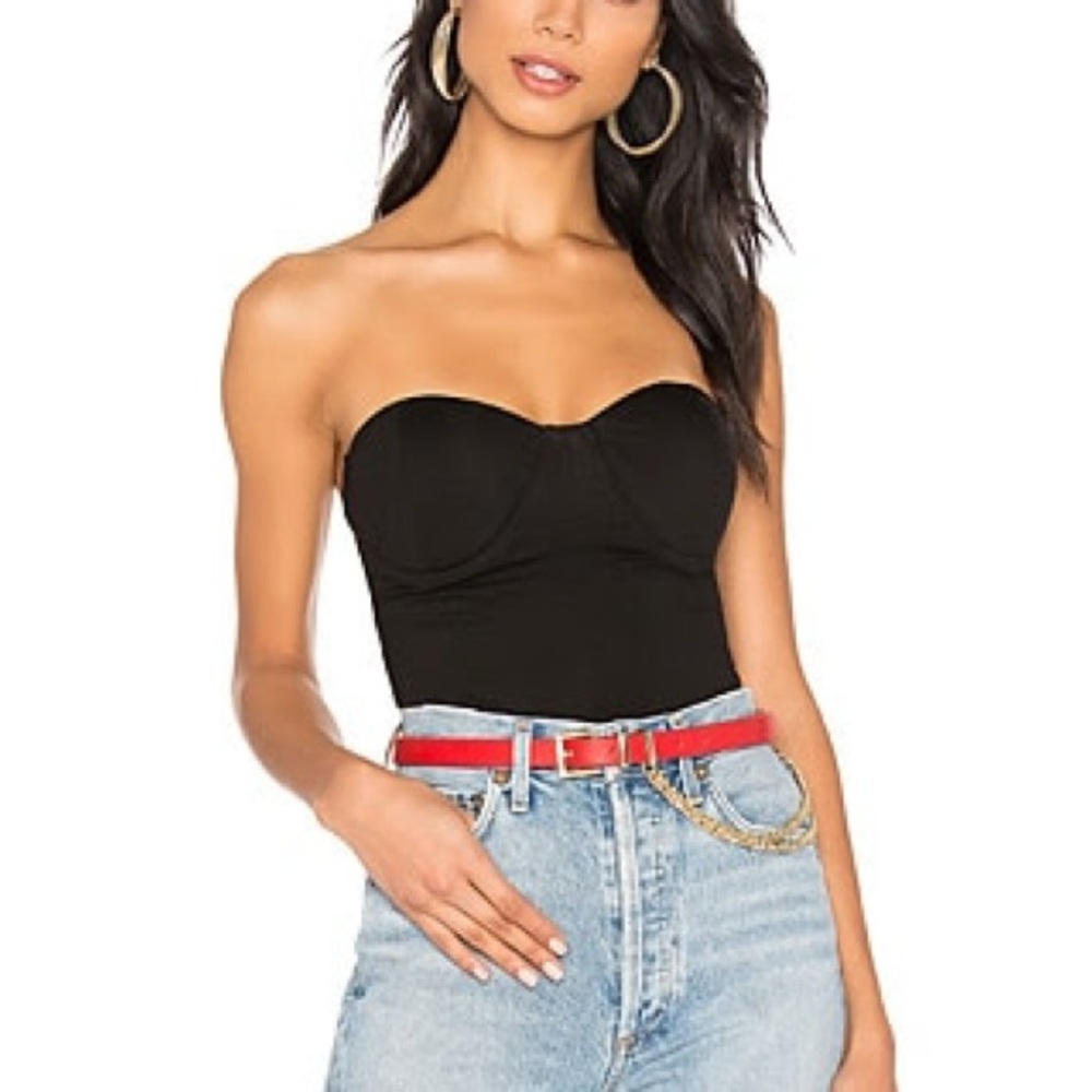 Superdown Black Fitted Bustier Bodysuit